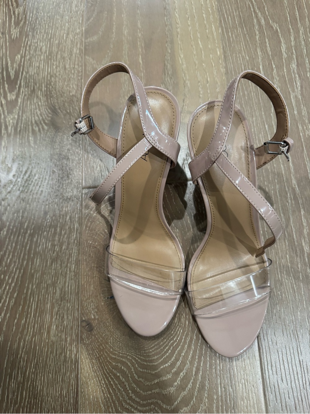 Abound Blush Patent Strappy Heels with Clear Toe Band